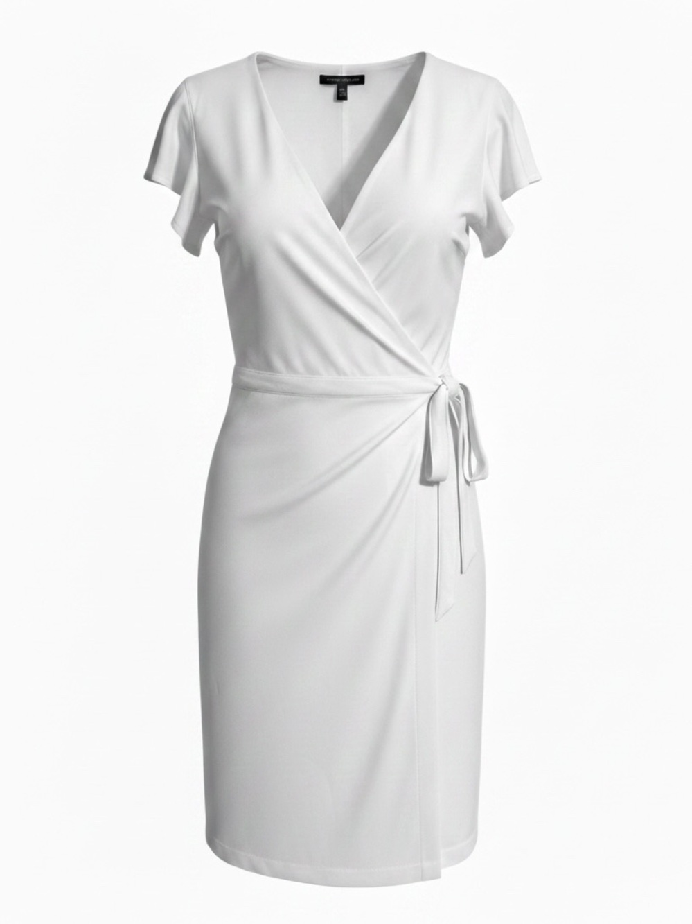 Banana Republic Factory Summer White Split Short Sleeve Wrap Dress NWT SZ 14 T - Picture 3 of 11